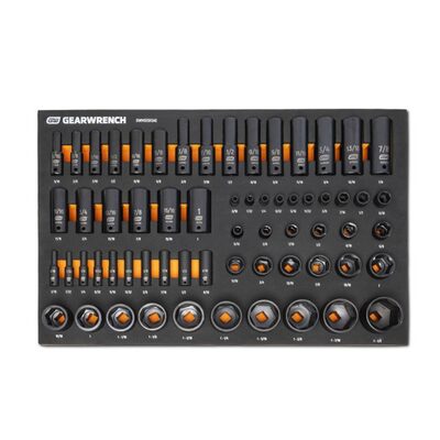 GearWrench 63 Piece 1/4", 3/8", 1/2" Drive 6 Point SAE Impact Socket Set in Foam Storage Tray