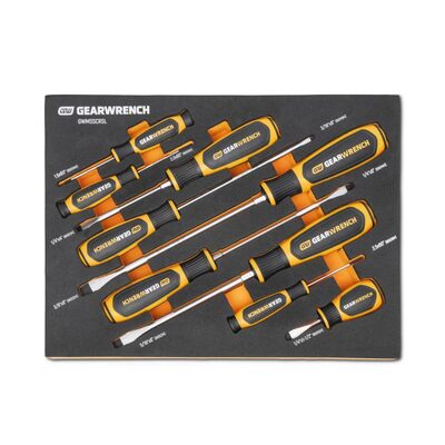 GearWrench 9 Piece Slotted Dual Material Screwdriver Set in Foam Storage Tray