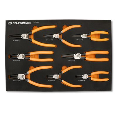 GEARWRENCH 8 Piece Fixed Joint Internal/External Snap Ring Pliers Set in Foam Tray
