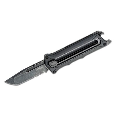 Kershaw Intersteller-Serrated Multi-Function Manual Open Sliding Button Lock Tanto Blade Pocket Knife - Gray