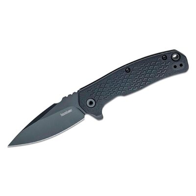 Kershaw Conduit Assisted Open Liner Lock Spear Point Blade Tactical Folding Pocket Knife with Black-Oxide Coating - Black