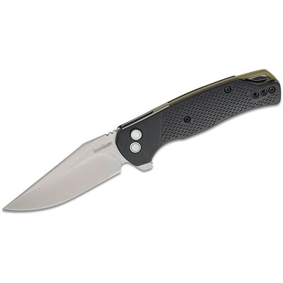 Kershaw Runoff Manual Open Button Lock 8Cr13MoV Clip Point Blade EDC Folding Pocket Knife - Black