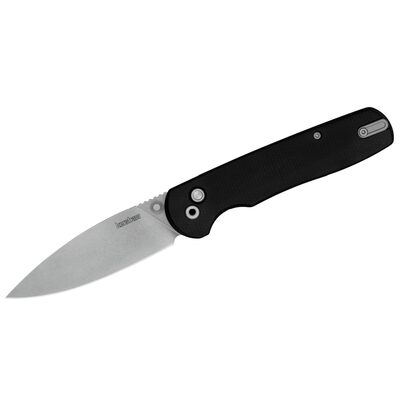 Kershaw Remnant Manual Open Button Lock D2 Spear Point Blade with Stonewashed finish EDC Folding Pocket Knife - Black Micarta
