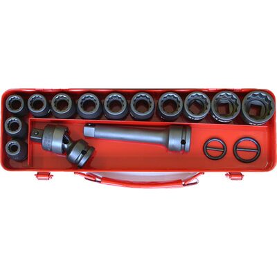 Ko-ken USA 14245M-12P 1/2 Sq. Dr. 18 Piece Impact 12-Point Socket Set  10-27mm