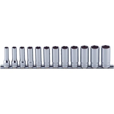Ko-ken USA RS3300M/12 12 Piece 3/8 Sq. Dr. 6 point Metric Deep Chrome Socket set  8mm-19mm