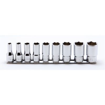 Ko-ken USA RS3300XA/9 9 Piece 3/8 Sq. Dr. 6-Point Semi-Deep Chrome SAE Socket set  1/4-3/4