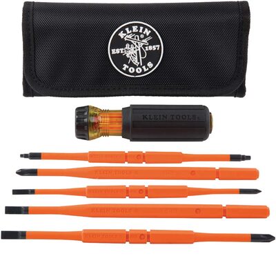 Klein Tools Flip-Blade Insulated Screwdriver, 2-in1, Ph Bit #2, Sl Bit 1/4-Inch