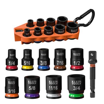 Klein Tools Grab-And-Go Impact Socket Set, SAE, 10-Piece