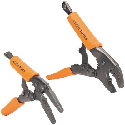 Klein Tools Locking Pliers, Long Nose 6-Inch, Curved Jaw 7- and 10-Inch, 3-Piece