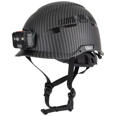 Klein Tools Safety Helmet, Premium KARBN&trade; Pattern, Non-Vented, Class E, Headlamp