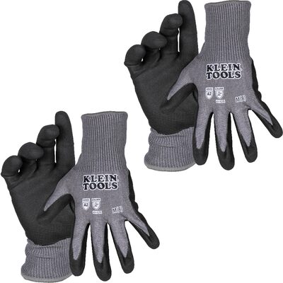 Klein Tools Knit Dipped Gloves, Cut Level A1, Touchscreen, X-Large, 2-Pair