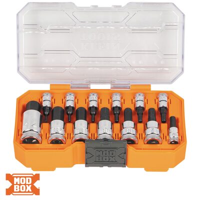 Klein Tools Knurled Hex Bit Socket Set, Metric, 13-Piece
