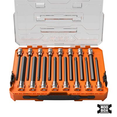 Klein Tools Long Hex Bit Socket Set, SAE and Metric, 16-Piece