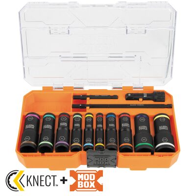 Klein Tools KNECT Flip-20 Impact Socket Set, SAE and Metric, 13-Piece