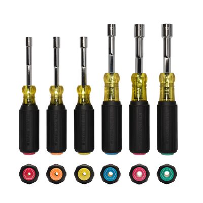 Klein Tools Metric Magnetic Color-Coded Hollow-Shaft Heavy-Duty Nut Driver Set, 6-Piece