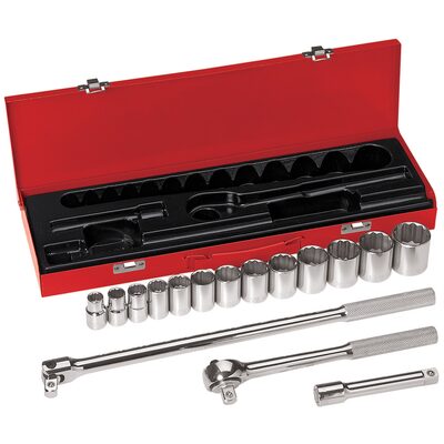 Klein Tools 1/2-Inch Drive Socket Wrench Set, 16-Piece
