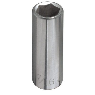 Klein Tools 7/16-Inch Standard 6-Point Socket, 1/4-Inch Drive