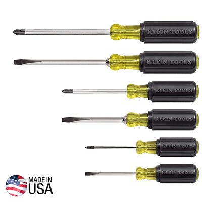 Klein Tools Screwdriver Set, Slotted and Phillips, 6-Piece