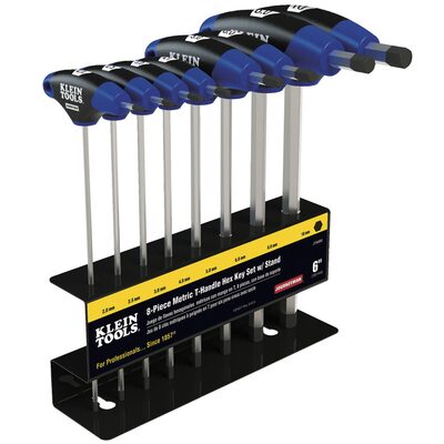 Klein Tools Hex Key Set, Metric, Journeyman T-Handle, 9-Inch with Stand, 8-Piece