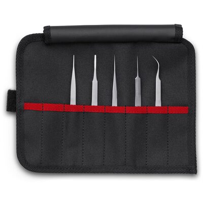 KNIPEX 5 Pc Premium Stainless Steel Tweezer Set in a Tool Roll