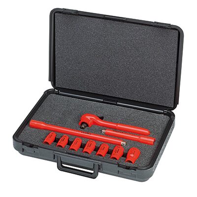KNIPEX 10PC-1,000V INSLTD SOCKET SET 3/8IN DR METRIC