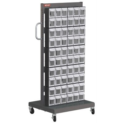 ShopSol Mobile Parts Cart - Flip Out Bin, 60 Bins