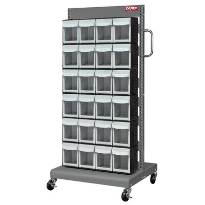 ShopSol Mobile Parts Cart - Flip Out Bin, 24 Bins