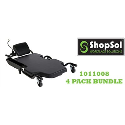 ShopSol Creeper Wide Body w Parts Tray and Lights 4 PK