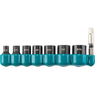 Makita Impact XPS 8 Piece 1/4 Inch Drive 6-Point SAE Impact Socket Set with Standard Socket Adapter