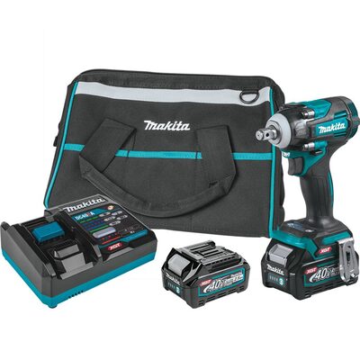 Makita 40V max XGT&reg; Brushless Cordless 4-Sp 1/2" Sq. Drive Impact Wrench Kit w/ Friction Ring Anvil, var. spd., rev., L.E.D. Light, bag (2.5Ah)