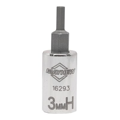 Mayhew Mayhew 3 MM Tamper Metric Hex Short Insert Socket Bit, 1/4-Inch Drive