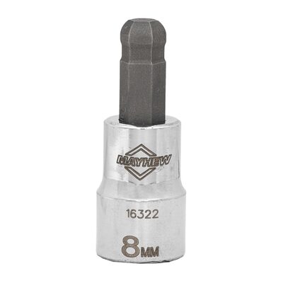 Mayhew Mayhew 8 MM Metric Ball Hex Short Insert Socket Bit, 3/8-Inch Drive