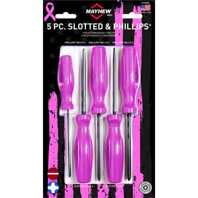 Mayhew Tools Mayhew Tools 5 PC Slotted / Phillips Screwdriver Set - Pink