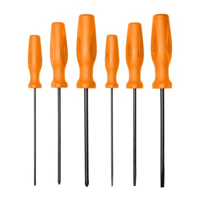 Mayhew Mayhew Hi Vis Orange 6 PC Long Slotted & Phillips Screwdriver Set