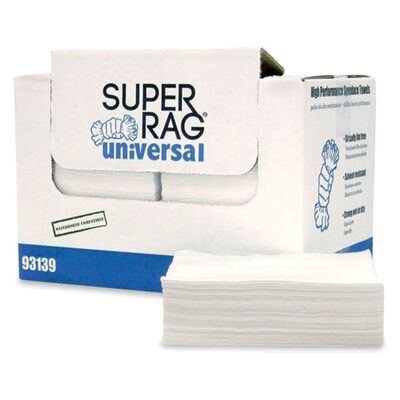 MDI Super Rag 93139 Fold Prep Towel, 13 x 16 in, 300, Creped Spunlace, White, Fold