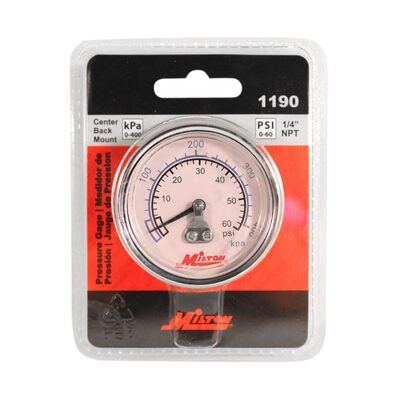Milton Industries Gage 1/4" NPT, 0-60 PSI - Center Mount