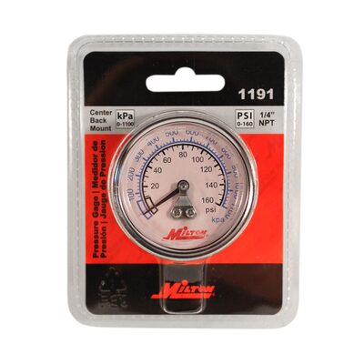 Milton Industries Gage 1/4" NPT, 0-160 PSI - Center Mount