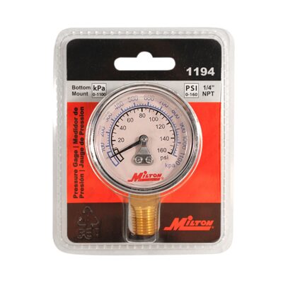 Milton Industries Gage 1/4" NPT, 0-160 PSI - Bottom Mount