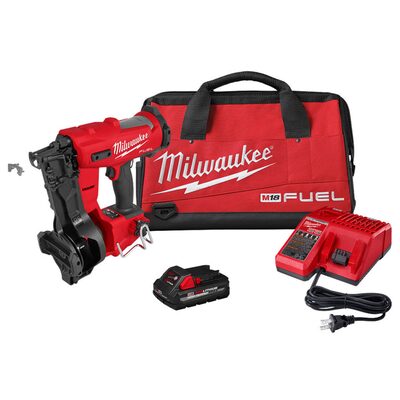Milwaukee Tool M18 FUEL 18-Volt Lithium-Ion Brushless Cordless Coil Roofing Nailer Kit