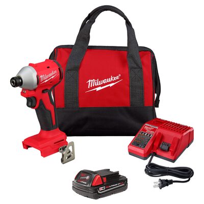 Milwaukee Tool M18 Compact Brushless 1/4 Hex Impact Driver Kit