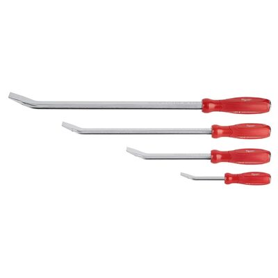Milwaukee Tool 4-Pc I-Beam All-Metal Core Chrome Finish Pry Bar Set, (8, 12, 18, 24 In.)