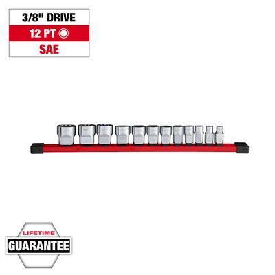 Milwaukee Tool 12pc 3/8 inch Drive 12-Point SAE Socket Set