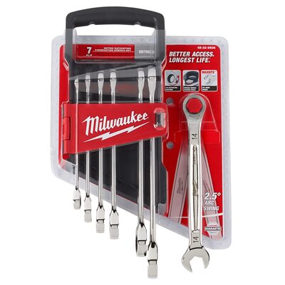Milwaukee Tool 7pc Ratcheting Combination Wrench Set - Metric