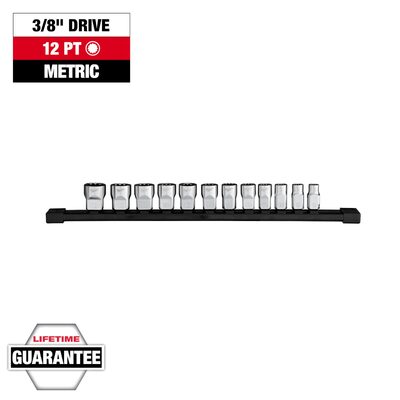 Milwaukee Tool 12pc 3/8 inch Drive 12-Point Metric Socket Set