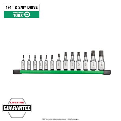 Milwaukee Tool 1/4 Inch and 3/8 Inch Drive Tamper Proof TORX Bit Socket Set - 13 Piece