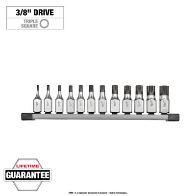 Milwaukee Tool 3/8 Inch Drive Triple Square Bit Socket Set - 12 Piece