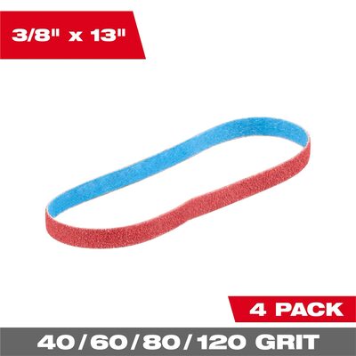 Milwaukee Tool 3/8 Inch x 13 Inch 80 Grit Bandfile Belts 4 pack