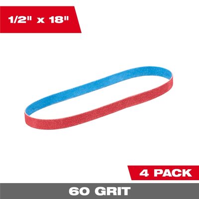 Milwaukee Tool 1/2 Inch x 18 Inch 60 Grit Bandfile Belts &hyphen; 4 pack