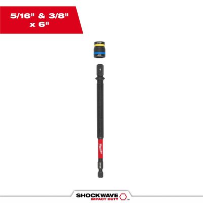 Milwaukee Tool SHOCKWAVE Impact Duty 5/16 Inch and 3/8 Inch x 6 Inch QUIK-CLEAR 2-in-1 Magnetic Nut Driver