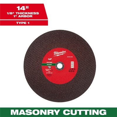 Milwaukee Tool 14" x 1/8" x 20mm Masonry Cut Off Wheel -Type 1